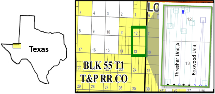 Location of the HFTS2 and test wells