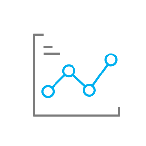 line drawing of line chart with blue upward line representing analytical services