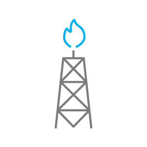 line drawing of natural gas wellhead rig representing the gas supply icon