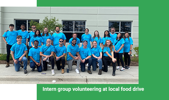 Group of internes volunteering at a local food drive