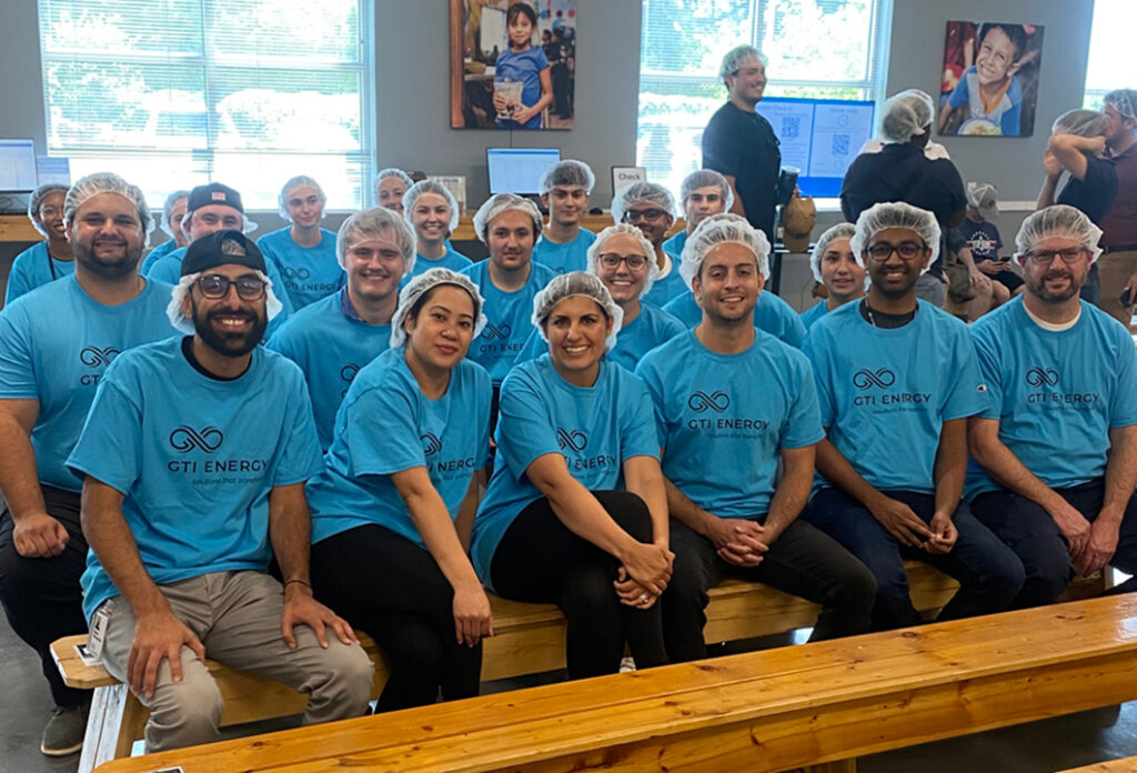 GTI Energy employees after packing meals at the Feed My Starving Children event