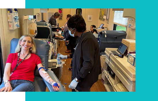 GTI Energy employee donating blood at our annual Blood Drive