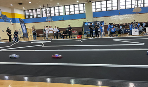 wide shot of the track at the Hydrogen Grand Prix