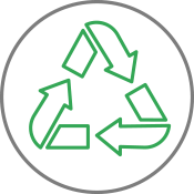 line drawing of recycling symbol representing recycle icon