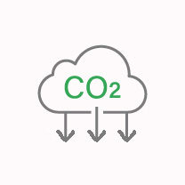 line drawing of CO2 in a cloud representing the carbon dioxide icon