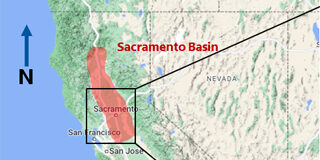 map of the Sacramento Basin in Sutter County California