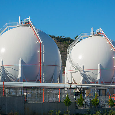 Two LNG storage tanks