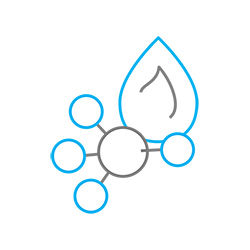 line drawing of methane molecule with blue flame above